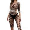 Lencería sexy tentación sexy malla grande hueca todo en uno ropa de red asimétrica