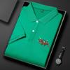 Camiseta de manga corta de algodón de color liso para hombre, estilo polo con solapa bordada, informal, deportiva, de negocios, para verano