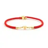 Pulsera de Hilo Rojo de Venta Caliente Transfronteriza con Letra Inglesa A-Z y Colgante Grabado Dorado en Forma de Corazón, Pulsera Ajustable, Versátil