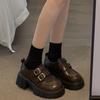 Zapatos de Cuero de Suela Gruesa con Doble Hebilla, Estilo Elegante Francés Primavera 2024, Combinados con Faldas, Tacones Altos Antideslizantes Mary Jane
