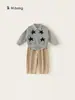 Roupa infantil Bangxuan, conjunto para meninos, roupas de bebê, camisa xadrez, colete estampado com estrelas, calça comprida casual, conjunto infantil de três peças