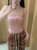 Camisola de Encaje de Rayón Estilo Coreano para Mujer con Almohadillas Integradas, Espalda Bonita de Nicho, Ropa Exterior, Top Básico Versátil