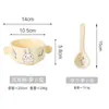 Cuencos de Cerámica Esmaltada Estilo Japonés Lindos para Comer 5 pulgadas Cuencos Cónicos Domésticos Dibujos Animados Cuencos para Fideos Cuencos Pequeños Cuencos en Forma de Trompeta Vajilla