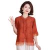 Madre de mediana edad y anciana verano manga corta camisa china para mujer top talla grande cárdigan holgado moda estilo occidental camisa pequeña camiseta
