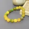 Pulseira de Jade Amarelo e Verde Natural, Nova Pulseira Estilo Chinês com Design de Flor Amarela e Verde Nicho, Pulseira de Jade no Atacado para Homens e Mulheres