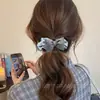 Estilo colegial estilo coreano cuadros lazo azul liga para el pelo de intestino grueso para mujeres sensación de alta gama liga para el pelo coleta baja moño accesorios para el pelo
