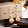 Ganchos para Orejas Retro Franceses de Corazón con Circonita y Perla Pendientes Largos Elegantes y Versátiles con Borlas Pendientes de Diseño Nicho para Mujeres