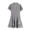Atacado de Vestido Curto Feminino Transfronteiriço Europeu e Americano, Nova Decoração Xadrez, Vestido em Camadas com Design Estiloso e Moderno