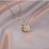 Collar para Mujer, Estilo Celebridad de Internet Europeo y Americano, Conjunto de Accesorios Giratorio de Flor de Girasol con Circonita Transfronterizo, Cadena para Clavícula Giratoria de 360 Grados