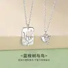 Collar Personalizado Tichia de Eucalipto Azul y Pareja de Pájaros Plata de Ley S925 Diseño de Bosque Nicho Colgante Empalmado Cadena para Clavícula