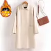 Chaqueta de plumón para mujer transfronteriza, de longitud media, elegante, con cuello de solapa, abrigo de piel de oveja Haining 2026, chaqueta de plumón de pato blanco