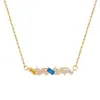 Pulsera de Lujo de Alta Gama Accesible Transfronteriza Europea y Americana para Mujer, Versátil Cobre Oro de 18K DIY Incrustado Joyería de Collar Piedra de Nacimiento de Diciembre