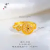 Anel Vintage de Luxo Leve para Dedo Indicador Feminino, Similar ao da Loja de Ouro Puzuo, com Ouro Areia cravejado de Diamantes, Flor de Seis Pétalas Escovada, Trevo de Quatro Folhas e Design de Espiga de Trigo