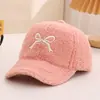Chapéu Infantil Inverno Moda Doce Bordado Laço Boné Bebê Feminino Cor Sólida Simples Quente Boné de Beisebol