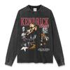 Camiseta de manga curta com estampa de hip-hop kung fu retrô americana transfronteiriça, blusa de moletom com capuz e gola redonda da moda de rua