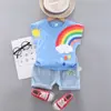 Traje de Verano de Manga Corta para Niños Nuevo Estilo Coreano de Verano Delgado de Media Manga Conjunto de Dos Piezas Ropa de Verano para Bebé Moderna