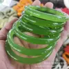 Pulseira Redonda Verde Transparente de Gelo Atacado Material da Mongólia Exterior Pulseira de Jada Hetian Alta Imitação Pulseira Verde Maçã Transparente de Gelo Alto Suprimento ao Vivo