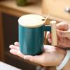 Taza Creativa Retro de Cerámica con Asa de Madera Taza de Café para Oficina Vaso de Agua Recuerdo de Evento de Apertura Logotipo Impreso