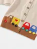 Conjunto de Tricô para Bebê, Estilo Primavera e Outono, Design de Carro de Desenho Animado, Macio e Amigo da Pele, Conjunto de Duas Peças de Cardigan de Algodão Classe A para Meninos e Meninas