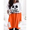Comercio Exterior Transfronterizo 2022 Europeo y Americano Nuevo Sudadera Estampada Camiseta de Manga Larga Bolsillo Holgado Casual Vestido de Halloween