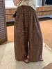 Pantalones de pierna ancha con estampado estilo retro para mujer, nueva moda de otoño, de cintura alta, holgados, adelgazantes, versátiles, pantalones casuales con un ambiente relajado