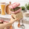 Tarro sellado transparente de grado alimenticio, tarro portátil para almacenar refrigerios y granos, caja de conservación de PET para almacenamiento en la cocina.