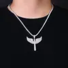 Collar de ángel personalizado de moda hip-hop con moissanita, alas de diosa, colgante de plata S925, collar para hombre estilo callejero rap