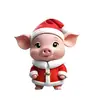 Decoraciones navideñas transfronterizas 2D planas de acrílico pequeños colgantes animales con gorros de Santa adornos festivos