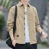 Camisa de Manga Larga Fina de Verano Marca de Tendencia para Hombre Ropa de Trabajo Simple Versátil Atractivo Juventud Texturizada Camisa Chaqueta Casual
