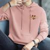 Suéter Pesado con Capucha de 320g para Hombre con Forro Polar Cálido Blanco Chaqueta Top Tendencia Estampado Hoja de Arce Sudadera con Capucha de Manga Larga