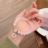 Pulsera de Cristal Rosa Dulce y Fresca Estilo Hada con Hebilla de la Paz, Pulsera de la Amistad para Estudiante con Elementos de Estilo Nacional