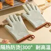 Horno Microondas Transfronterizo Aislamiento Térmico de Silicona Guantes Antiescaldantes de Algodón Grueso Resistentes al Agua para Alta Temperatura Guantes Domésticos para Hornear