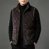 Chaleco de algodón forrado de polar para hombre con cuello alto y cremallera, chaleco de lana de cordero para hombres de mediana edad y mayores, engrosado para abrigar en otoño e invierno, adecuado para usar como capa exterior