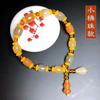 Pulsera de Nudo de Bambú de Jade Dorado de Xinjiang Pulsera Multi-Tesoro de Cuentas Cilíndricas Pulsera de Jade Dorado de Seda Beneficio en Vivo