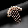 Pente de Cabelo de Metal com Strass, Pérolas e Laço Acessórios de Cabelo, Pente de Cabelo Tendência com Cinco Dentes para Mulheres, em Estoque com Frete Grátis