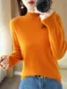 Suéter para Mujer Otoño e Invierno Suéter de Punto de Cuello Medio Suéter Holgado de Manga Larga con Cuello Vertical Interior Suéter Pulóver Camisa Base para Mujer