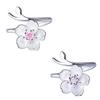 Anel Novo Estilo Coreano Sakura Anel Feminino Estilo Japonês e Coreano Joias de Prata Aberto Cravejado de Diamantes Anel de Diamante Roxo Simples Criativo Anel de Dedo para Estudantes