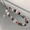 Ins Estilo Dulce Fresco Cuentas de Polvo Negro Cámara ccd Cuerda de Mano Cuentas DIY Cadena para Teléfono Móvil Cordón de Teléfono Móvil Policarbonato Antiperdida D
