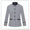 Roupa de trabalho de manga comprida para limpeza de outono e inverno para funcionários de limpeza de quartos de hotel e propriedades, unissex, azul com gola alta