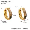 Brincos Esféricos em U de Três Fileiras de Diamante de Zircônia Cúbica de Alta Qualidade Xinyixin Banhados a Ouro 18K Real Acessível Luxo Versátil Brincos de Aço Inoxidável