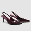 Zapatos de Tacón Alto con Tira Fina, Punta Fina, Apertura Baja, Talón Cerrado y Sandalias de Espalda Abierta, Estilo Transfronterizo Elegante y Sofisticado en Negro, con un Toque Francés de Alta Gama y Diseño Versátil
