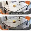 Juego de mesa y sillas de comedor de losa de roca de lujo ligero, apto para apartamentos pequeños, diseño simple y moderno, mesa de comedor de madera maciza, disponible en formas cuadradas o redondas, y se puede extender o plegar