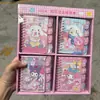 Caderno Listrado Cartoon Sanrio Bloco de Notas Mini Portátil Vazado Tamanho de Bolso Caderno Espiral com Estampa Dourada Atacado