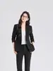 Conjunto de Dos Piezas para Mujer: Blazer Gris de Manga Larga con Cuello Pequeño de Traje y Pantalones, Ropa Profesional de Comercio Exterior Transfronterizo para Primavera, Otoño e Invierno, Traje de Mujer