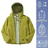 Chaqueta de Montañismo Impermeable Cortavientos de Dos Piezas con Forro Polar 3 en 1 de Capa Dura para Mujer y Hombre