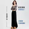 Jeans de Terciopelo Negro Acampanados para Mujer Otoño 2025 Nuevos Pantalones de Pierna Recta Sueltos de Cintura Baja Acampanados para Personas Bajas