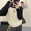 Suéter Pulóver de Cuello Redondo con Dibujo de Cachorro de Colores Combinados para Estudiantes de Secundaria para Niñas y Camisa de Punto para Capas Interiores para Niños Mayores