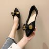 Zapatos de Punta para Mujer Primavera y Otoño Zapatos de Guisante Nuevos Versátiles Lazo Suela Suave Boca Baja Estilo Atardecer Zapatos Planos Suaves