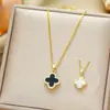 [Acero de Titanio No se Desvanece, Doble Cara de Uso] Collar de Cuatro Hojas Full Diamante Doble Capa para Mujer, Cadena Versátil de Alta Gama para Clavícula Cadena de Suéter
