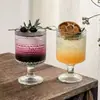 Copo de Vidro de Alto Valor com Listras Verticais, Taça Alta para Uso Doméstico, Adequado para Bebidas, Suco, Água, Café e Vinho com Senso de Design